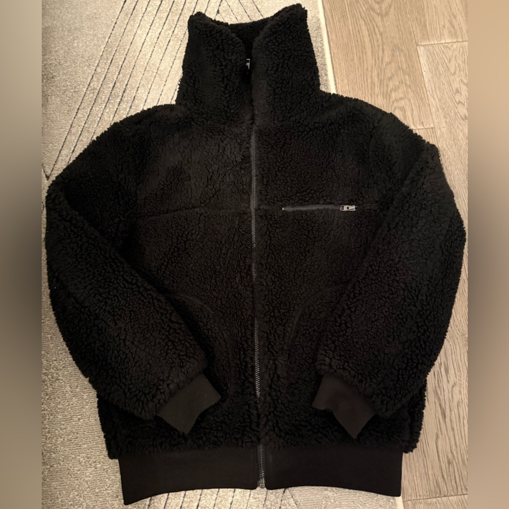 Wilfred Free Black Fleece Teddy Jacket